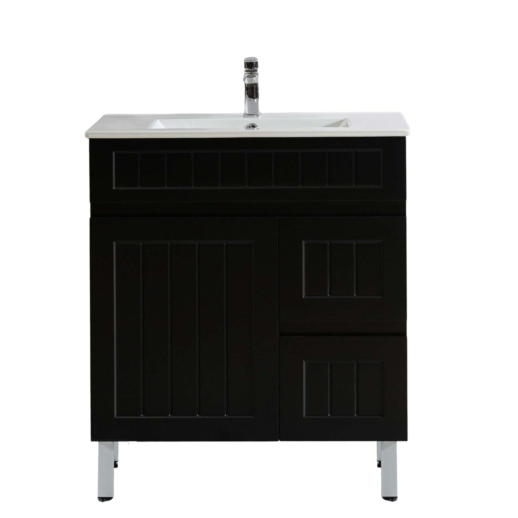 CETO ACACIA SHAKER MATTE BLACK 750MM SINGLE BOWL FLOOR STANDING VANITY (AVAILABLE IN LEFT AND RIGHT HAND DRAWER)