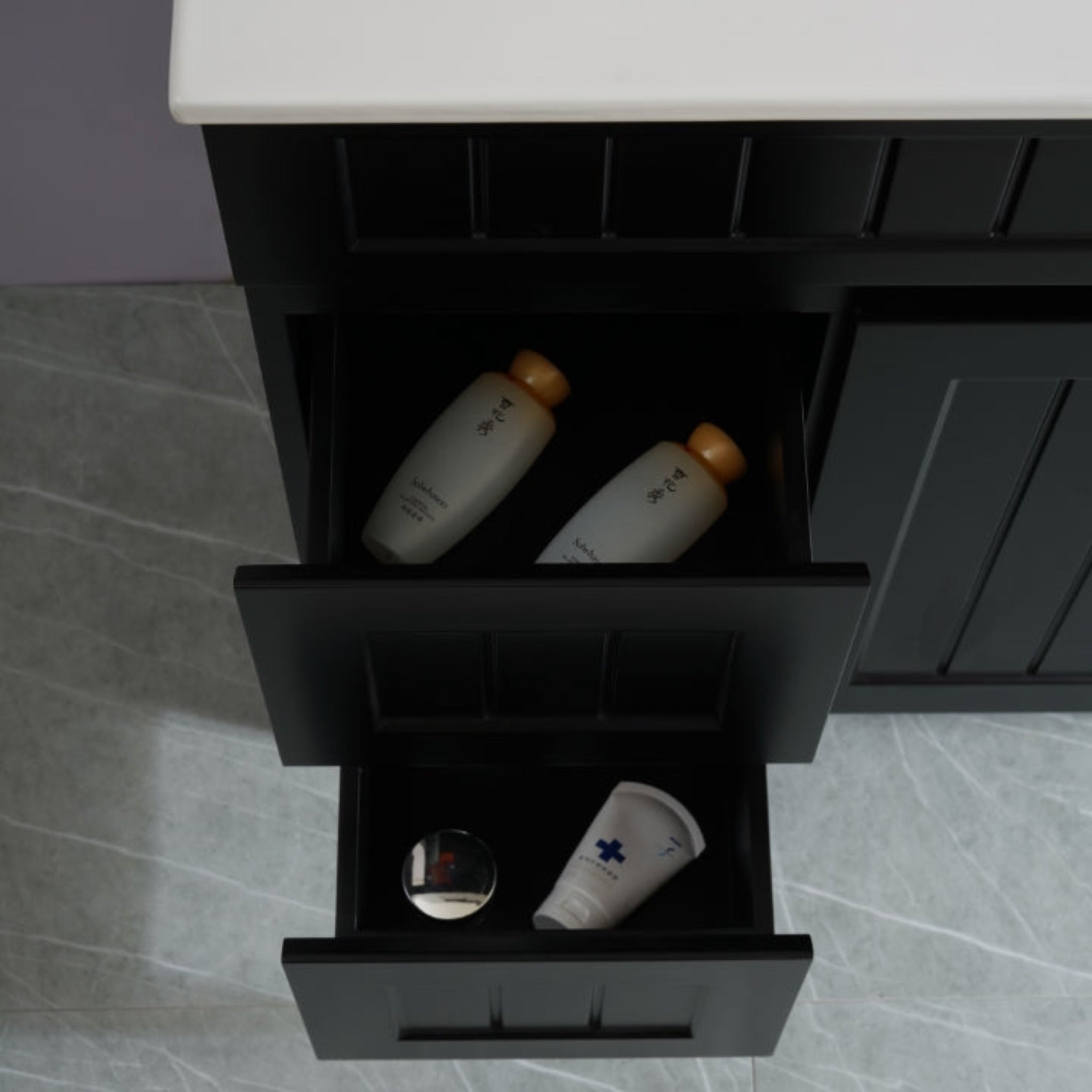 CETO ACACIA SHAKER MATTE BLACK 900MM FLOOR STANDING VANITY (AVAILABLE IN LEFT HAND DRAWER AND RIGHT HAND DRAWER)