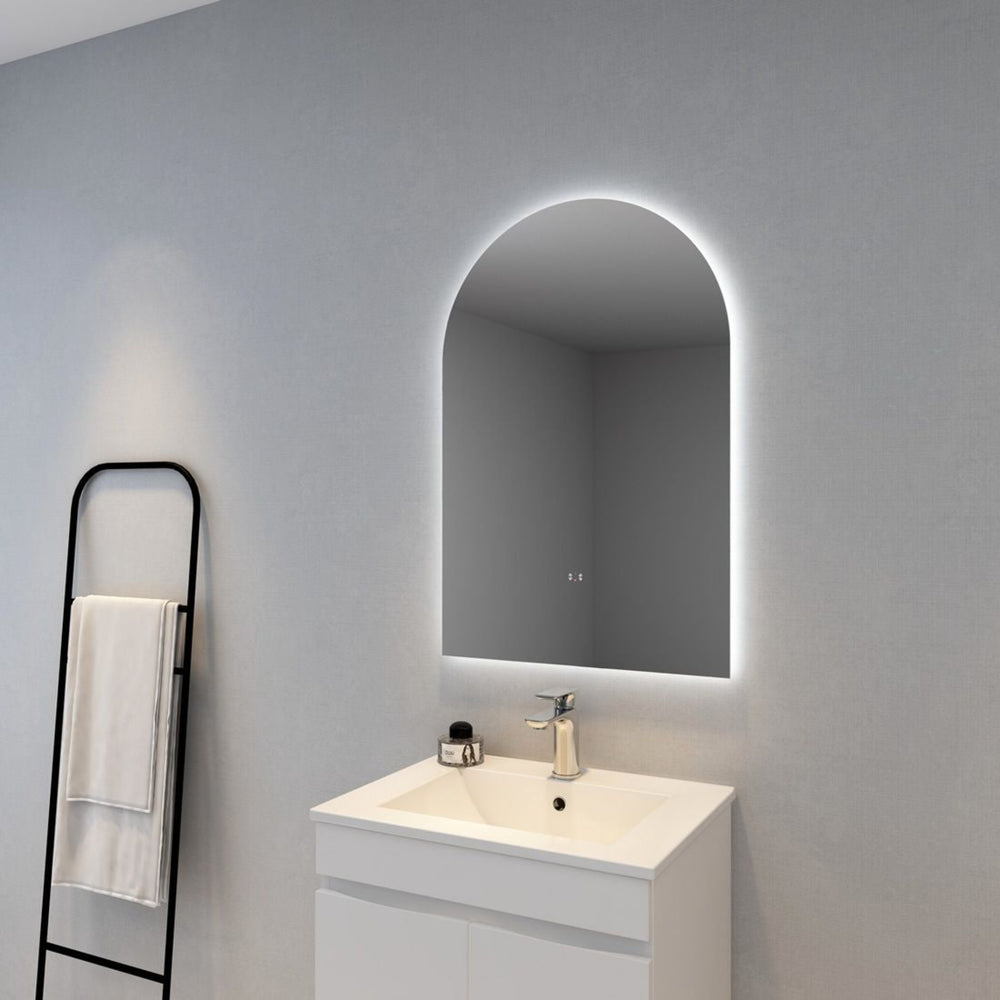POSEIDON ARCH BACKLIT LED MIRROR 3 COLOUR LIGHTS 600X900MM