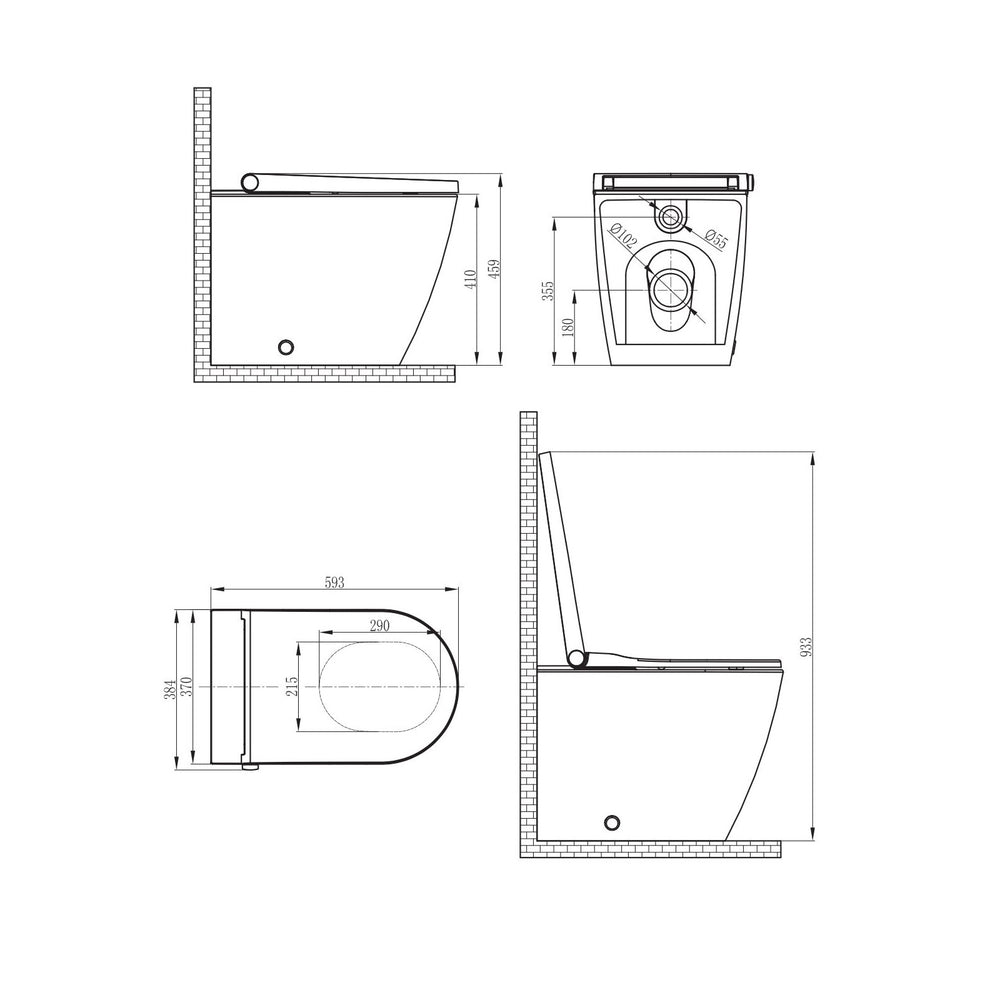 GALLARIA WHITE ALTARETROFIT RIMLESS WALL FACE PAN AND REMOTE BIDET PACKAGE GLOSS WHITE