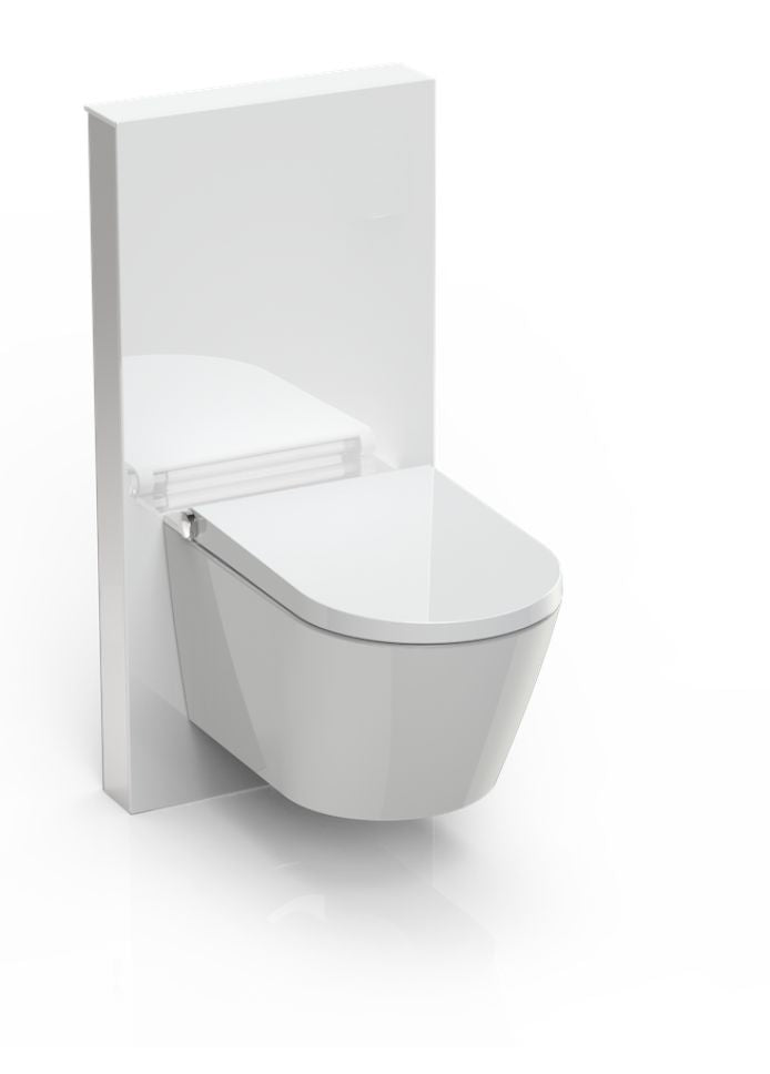 GALLARIA WHITE ALTACOLUMN RIMLESS WALL HUNG PAN AND REMOTE WASHLET PACKAGE GLOSS WHITE