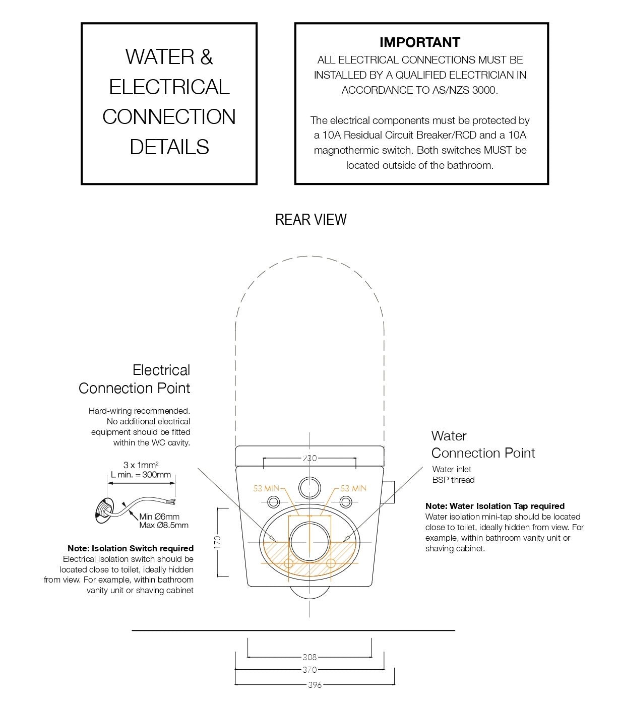 GALLARIA ALTA COMFORT RIMLESS WALL HUNG PAN AND REMOTE BIDET PACKAGE GLOSS WHITE
