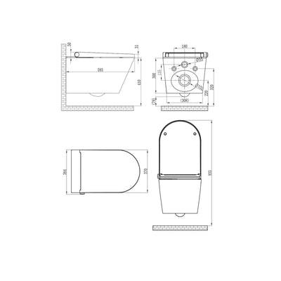 GALLARIA ALTA COMFORT RIMLESS WALL HUNG PAN AND REMOTE BIDET PACKAGE GLOSS WHITE
