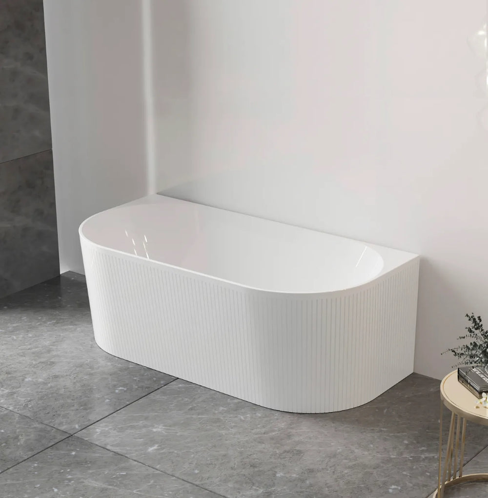 ATTICA NOOSA BACK TO WALL CORNER BATHTUB GLOSS WHITE (AVAILABLE IN 1500MM AND 1700MM)