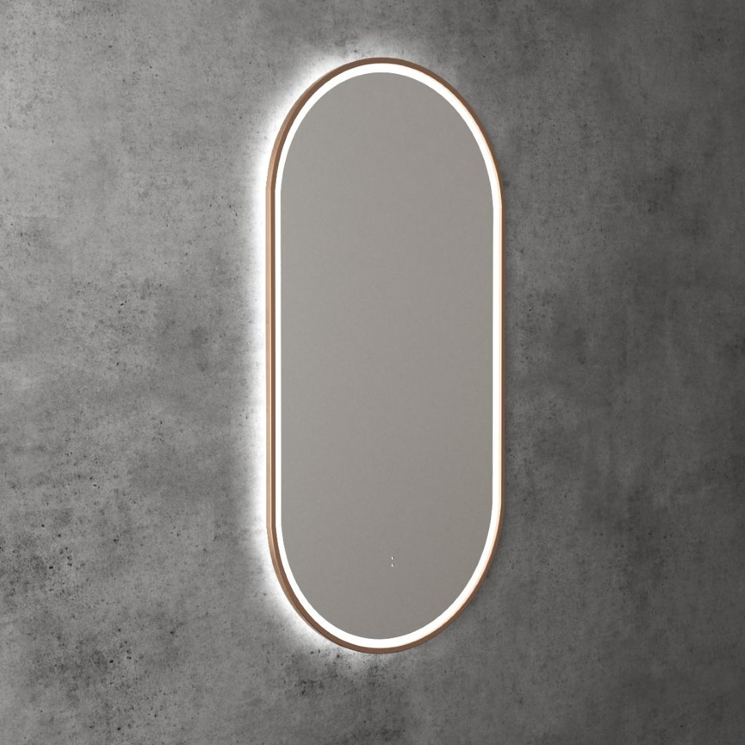 AULIC BEAU MONDE LED MIRROR BRUSHED BRONZE 3 COLOUR LIGHTS 450X900MM