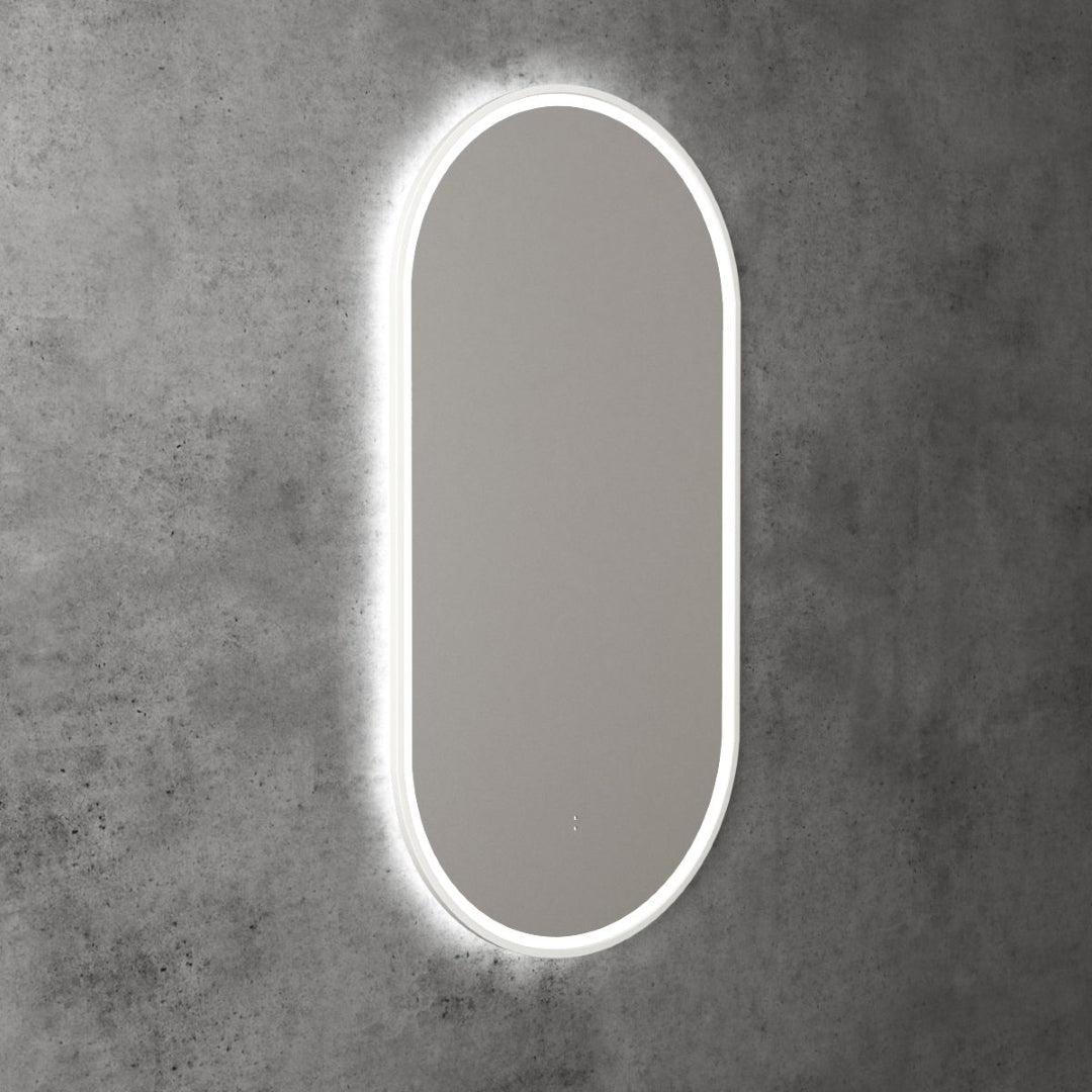 AULIC BEAU MONDE LED MIRROR MATTE WHITE 3 COLOUR LIGHTS 450X900MM