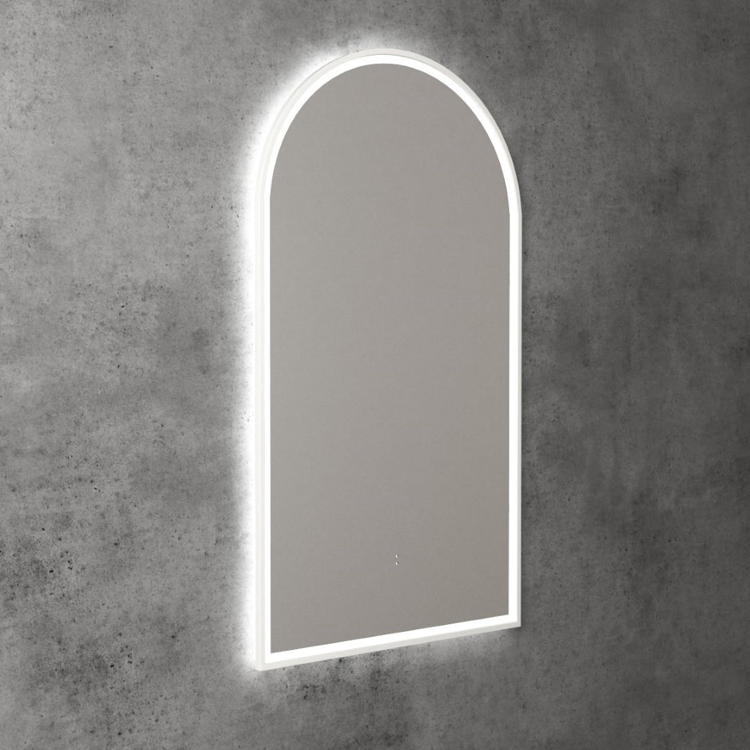 AULIC CANTERBURY LED MIRROR MATTE WHITE 3 COLOUR LIGHTS 500X900MM