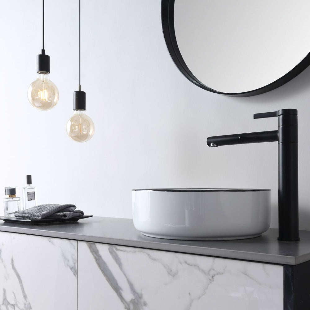 AULIC DOVE BASIN WHITE WITH BLACK EDGE 360MM