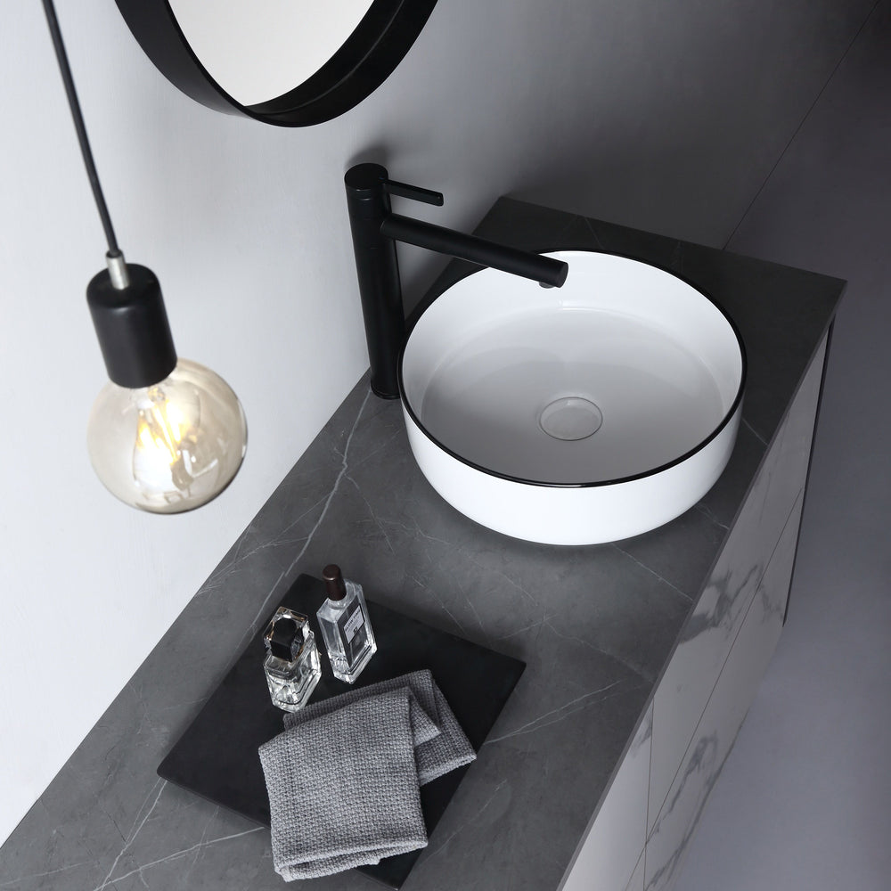 AULIC DOVE BASIN WHITE WITH BLACK EDGE 360MM