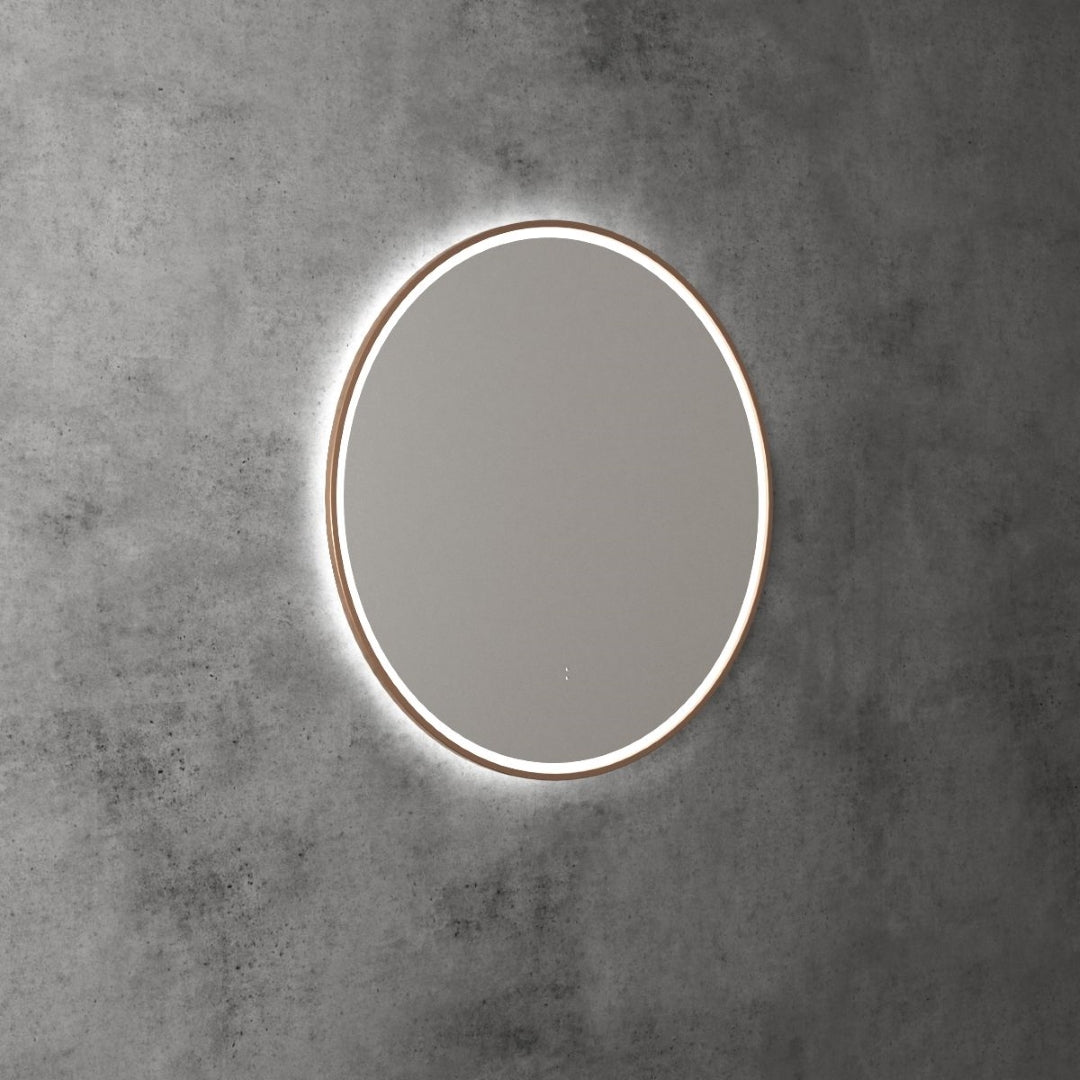 AULIC WINDSOR LED MIRROR BRUSHED BRONZE 3 COLOUR LIGHTS 700X700MM