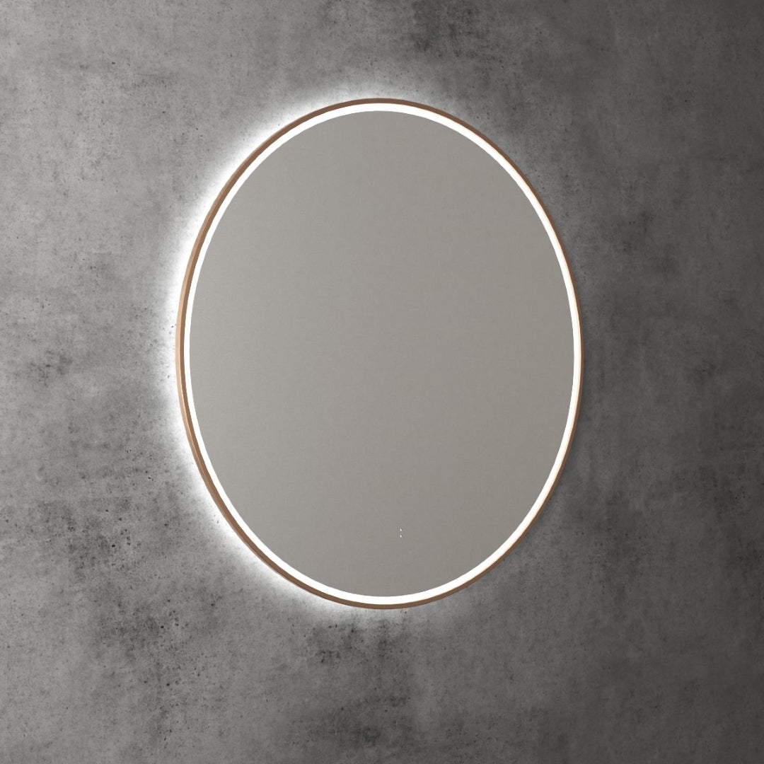 AULIC WINDSOR LED MIRROR BRUSHED BRONZE 3 COLOUR LIGHTS 900X900MM