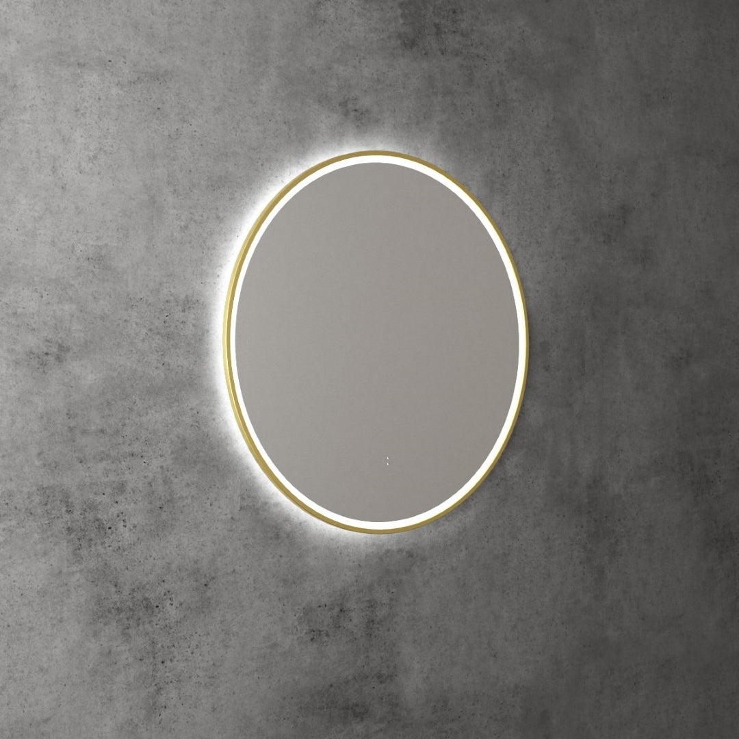AULIC WINDSOR LED MIRROR BRUSHED GOLD 3 COLOUR LIGHTS 700X700MM