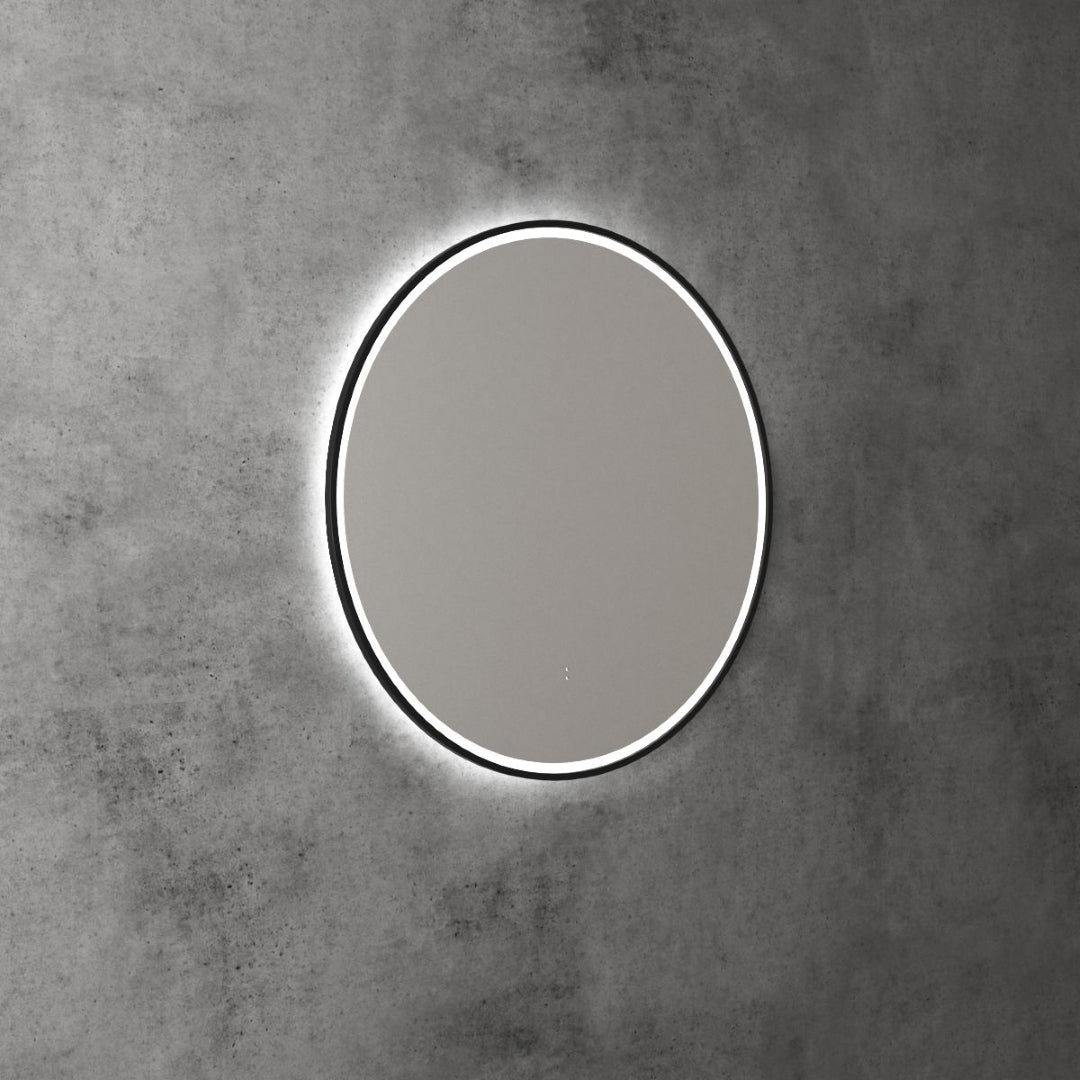 AULIC WINDSOR LED MIRROR MATTE BLACK 3 COLOUR LIGHTS 700X700MM