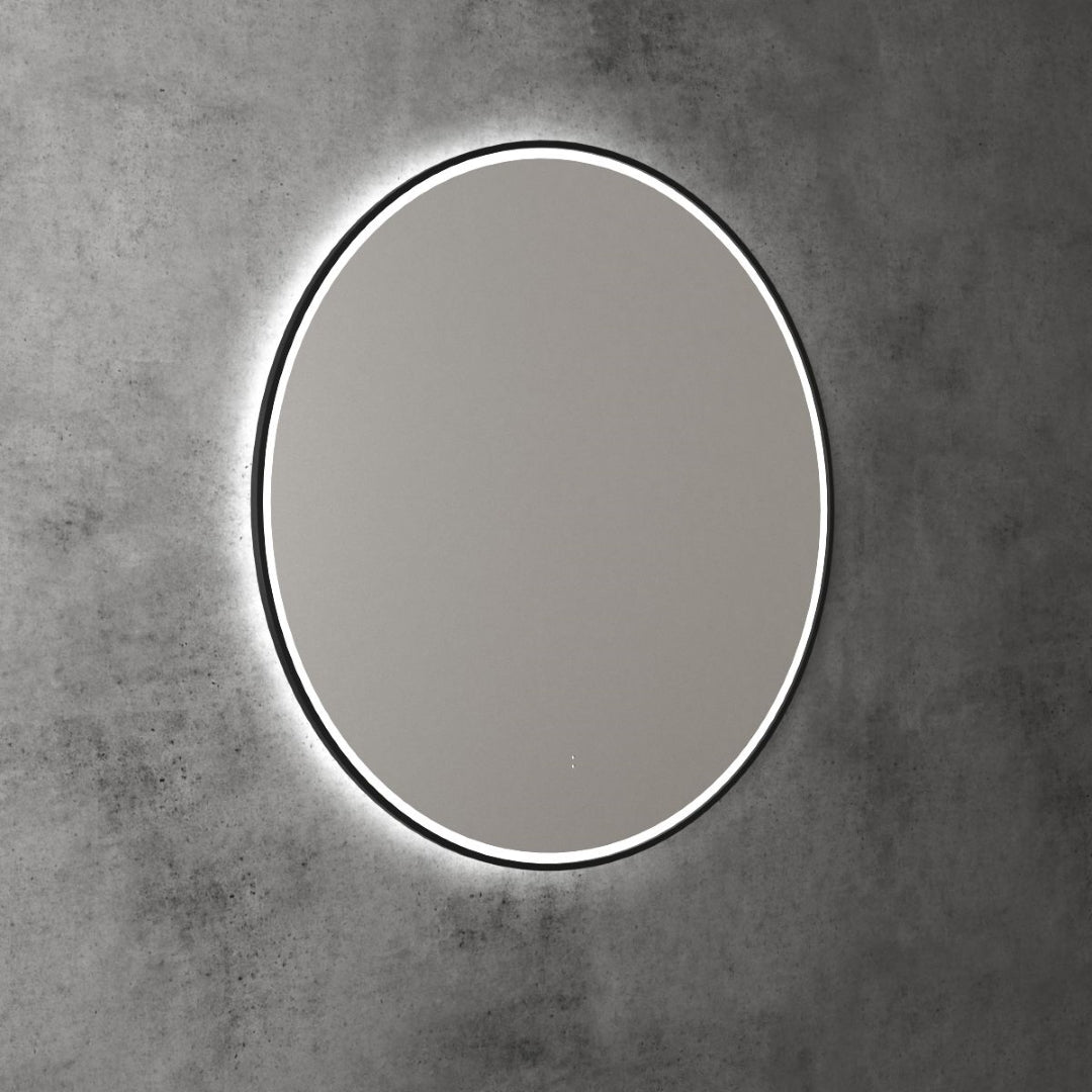AULIC WINDSOR LED MIRROR MATTE BLACK 3 COLOUR LIGHTS 900X900MM