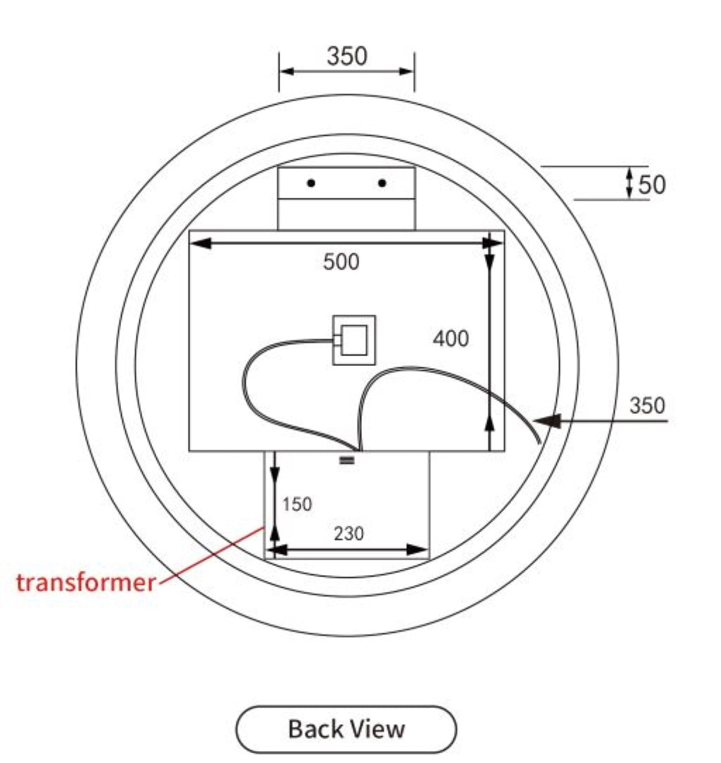 AULIC WINDSOR LED MIRROR MATTE BLACK 3 COLOUR LIGHTS 900MM