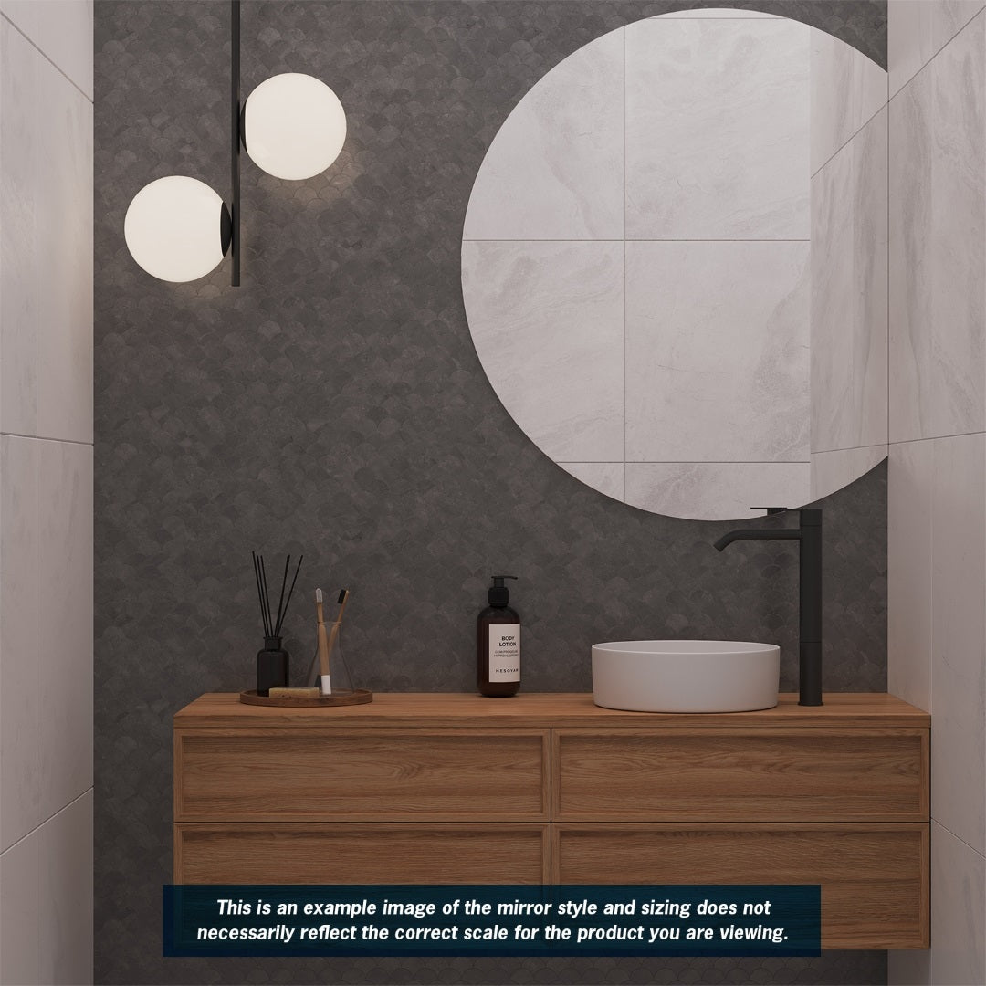 THERMOGROUP ABLAZE STANDARD D-SHAPE POLISHED EDGE HUNG MIRROR WITH DEMISTER 900X750MM