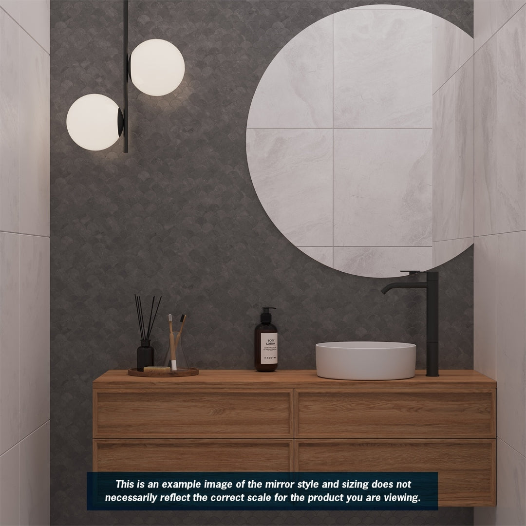 THERMOGROUP ABLAZE STANDARD D-SHAPE POLISHED EDGE GLUE MIRROR 900MM