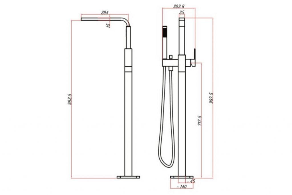 LINSOL ALESSIA FREESTANDING BATH FILLER MATTE BLACK