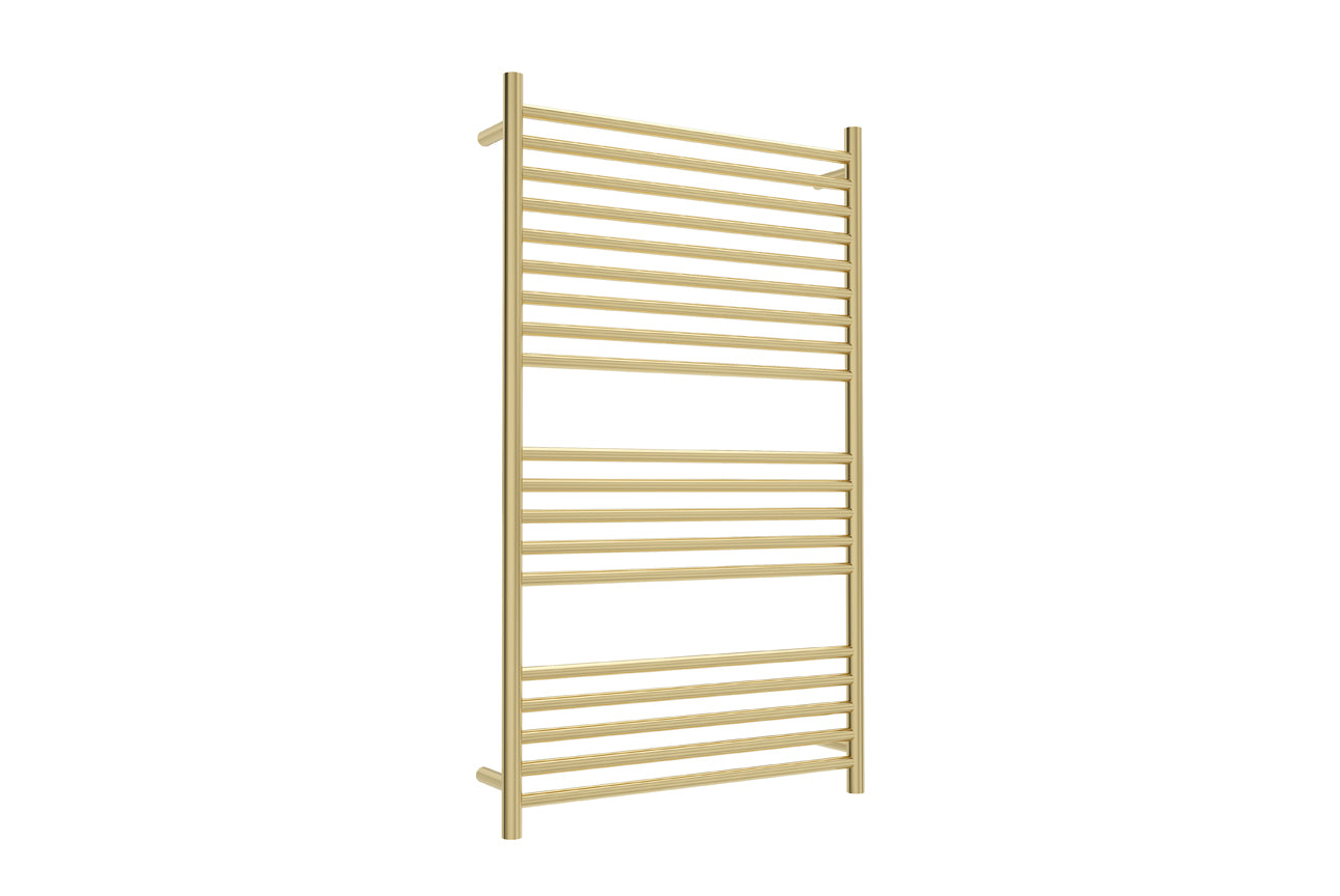 LINSOL ALLEGRA 19 BAR WIDE HEATED TOWEL RAIL BRUSHED BRASS 1200MM