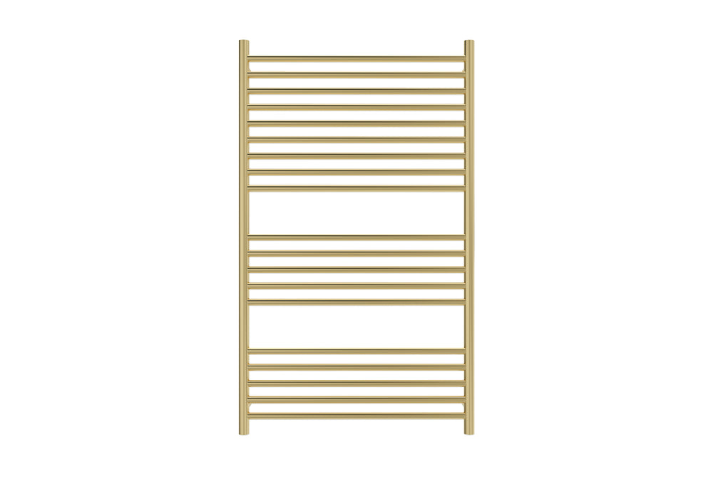 LINSOL ALLEGRA 19 BAR WIDE HEATED TOWEL RAIL BRUSHED BRASS 1200MM