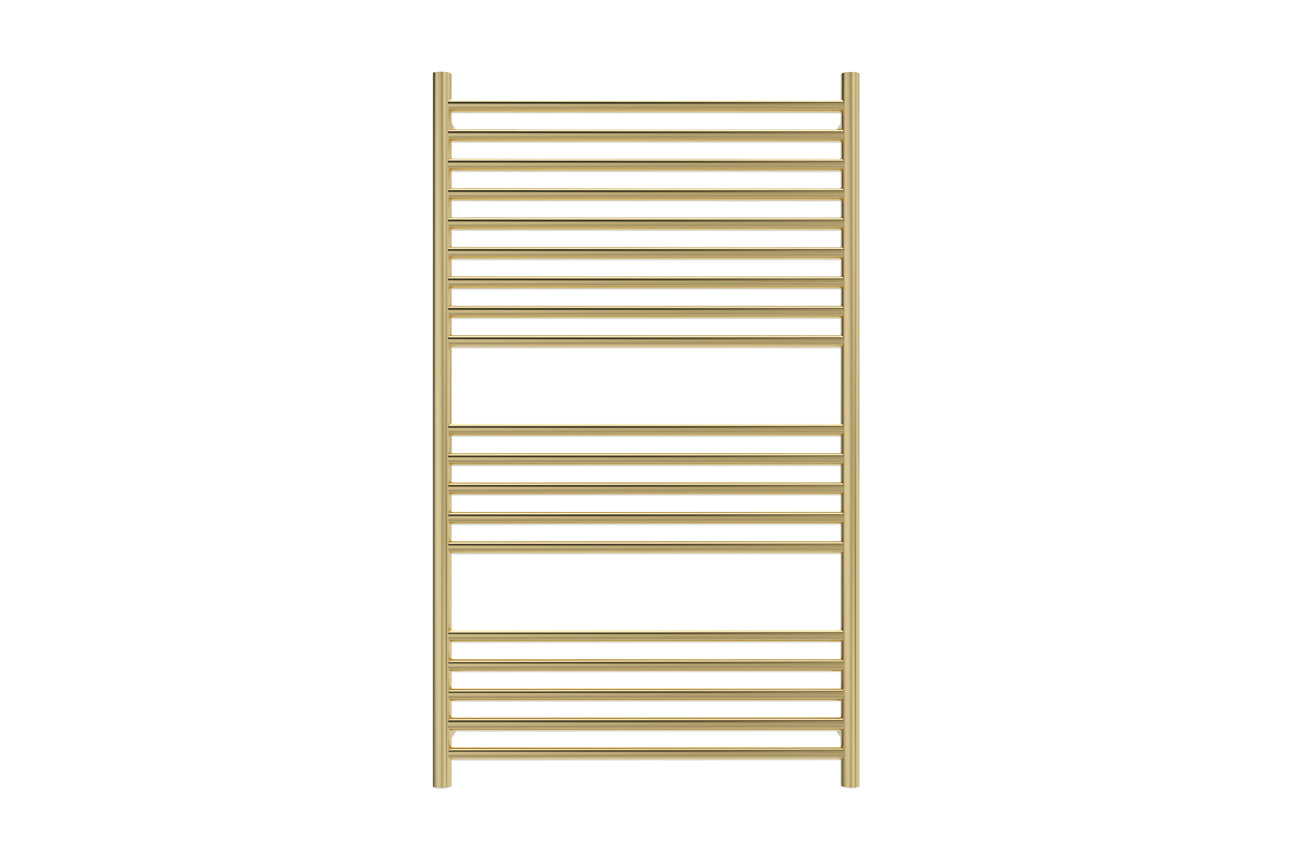 LINSOL ALLEGRA 19 BAR WIDE HEATED TOWEL RAIL BRUSHED BRASS 1200MM