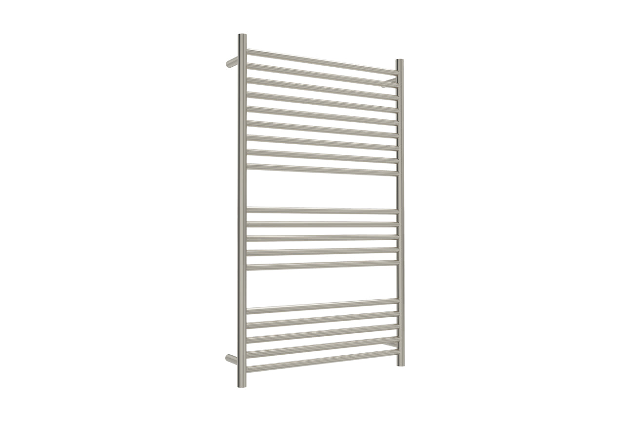 LINSOL ALLEGRA 19 BAR WIDE HEATED TOWEL RAIL BRUSHED NICKEL 1200MM