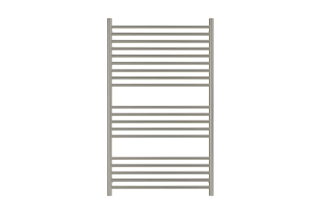LINSOL ALLEGRA 19 BAR WIDE HEATED TOWEL RAIL BRUSHED NICKEL 1200MM