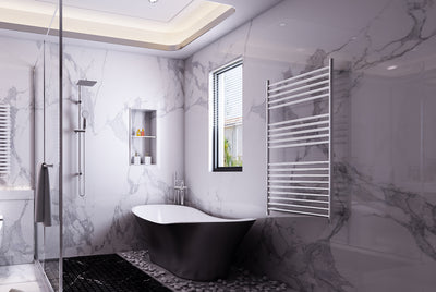 LINSOL ALLEGRA 19 BAR WIDE HEATED TOWEL RAIL CHROME 1200MM