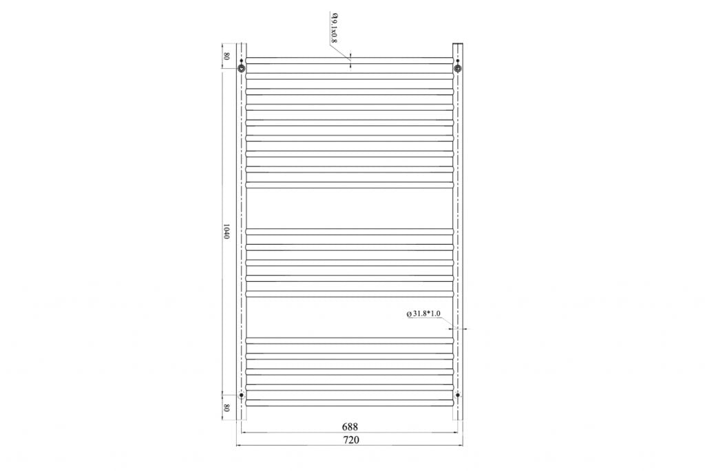 LINSOL ALLEGRA 19 BAR WIDE HEATED TOWEL RAIL CHROME 1200MM