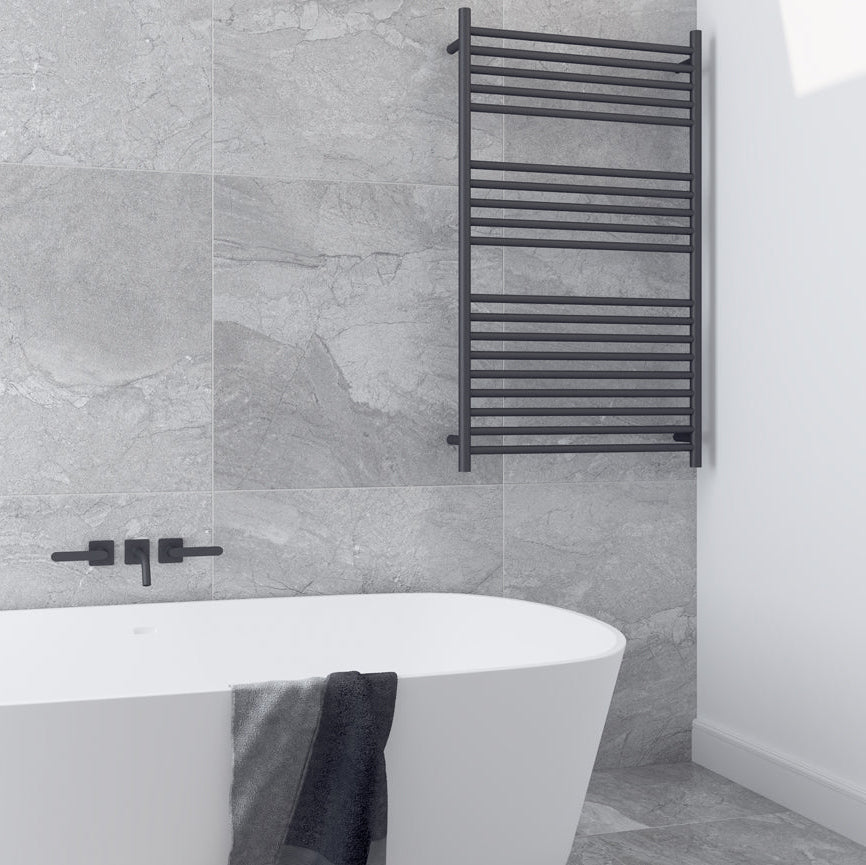 LINSOL ALLEGRA 19 BAR WIDE HEATED TOWEL RAIL MATTE BLACK 1200MM