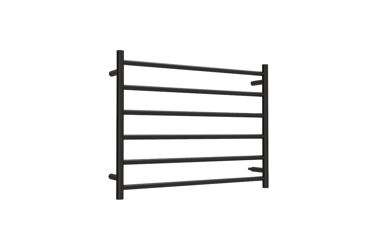 LINSOL ALLEGRA 6 BAR WIDE HEATED TOWEL RAIL MATTE BLACK 650MM