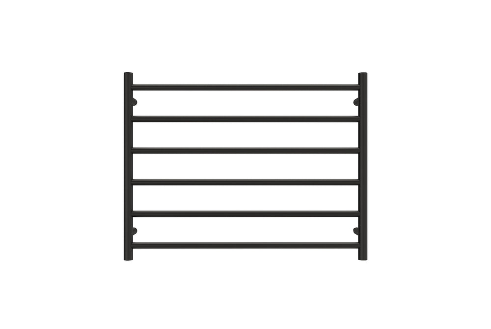LINSOL ALLEGRA 6 BAR WIDE HEATED TOWEL RAIL MATTE BLACK 650MM