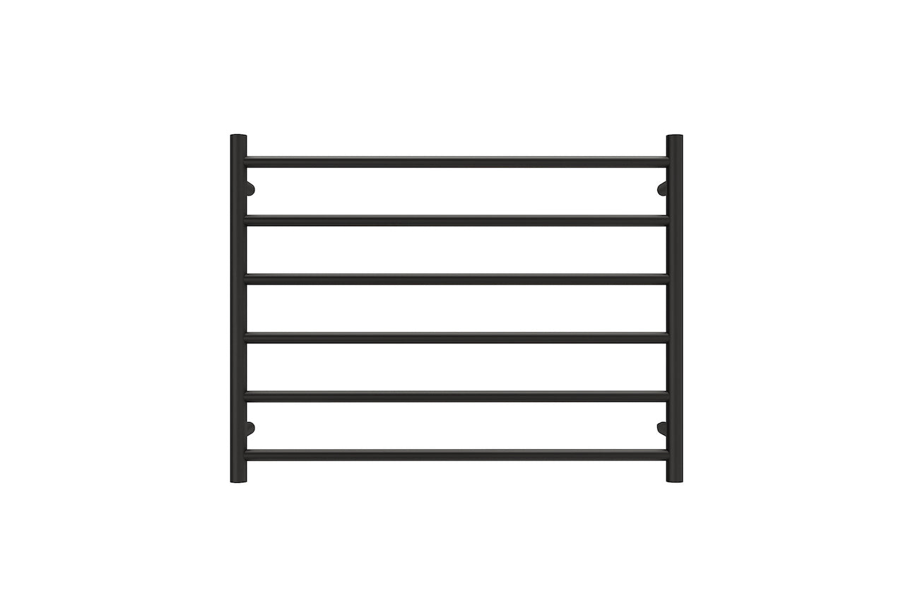 LINSOL ALLEGRA 6 BAR WIDE HEATED TOWEL RAIL MATTE BLACK 650MM