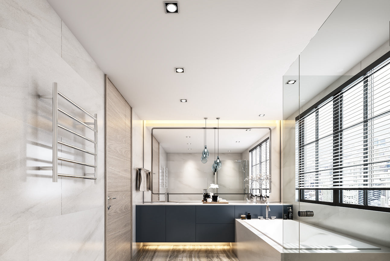 LINSOL ALLEGRA 6 BAR WIDE HEATED TOWEL RAIL CHROME 650MM