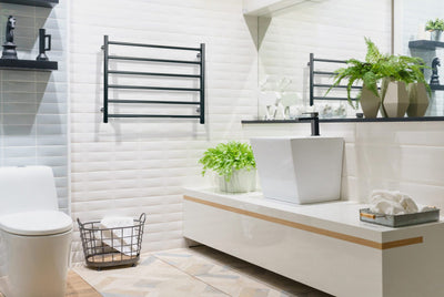 LINSOL ALLEGRA 6 BAR WIDE HEATED TOWEL RAIL MATTE BLACK 650MM