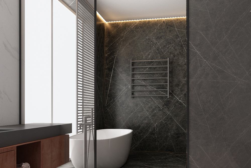 LINSOL ALLEGRA 7 BAR HEATED TOWEL RAIL MATTE BLACK 750MM