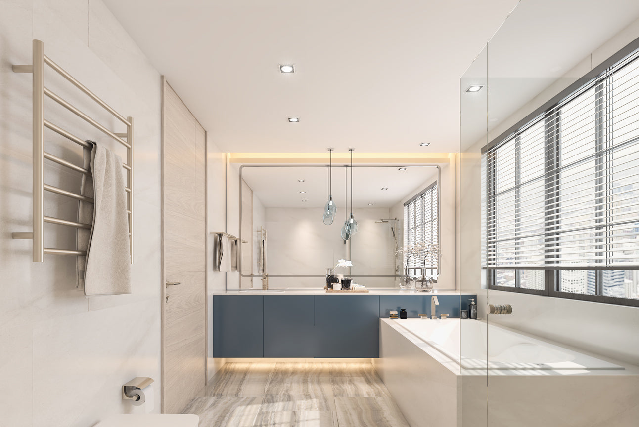 LINSOL ALLEGRA 7 BAR HEATED TOWEL RAIL BRUSHED NICKEL 750MM