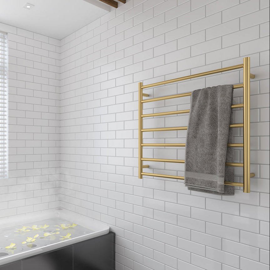 LINSOL ALLEGRA 7 BAR HEATED TOWEL RAIL BRUSHED BRASS 750MM