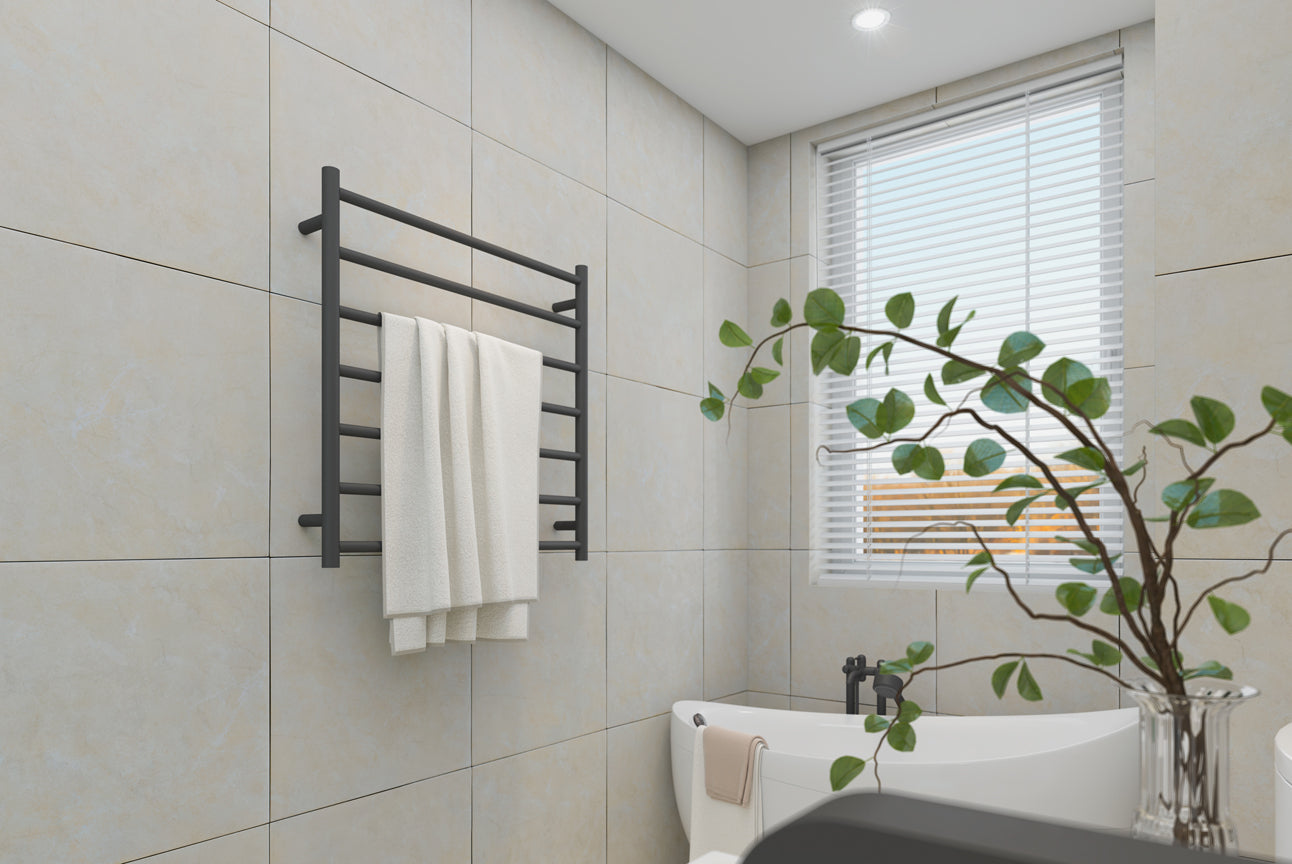 LINSOL ALLEGRA 7 BAR HEATED TOWEL RAIL MATTE BLACK 750MM