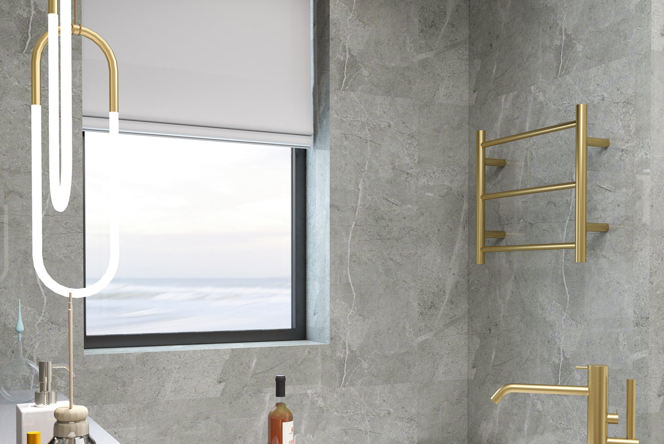 LINSOL AVID 3 BAR HEATED TOWEL RAIL BRUSHED BRASS 450MM