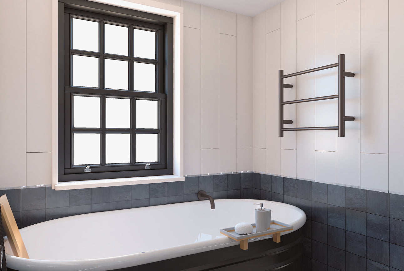 LINSOL AVID 3 BAR HEATED TOWEL RAIL GUN METAL 450MM