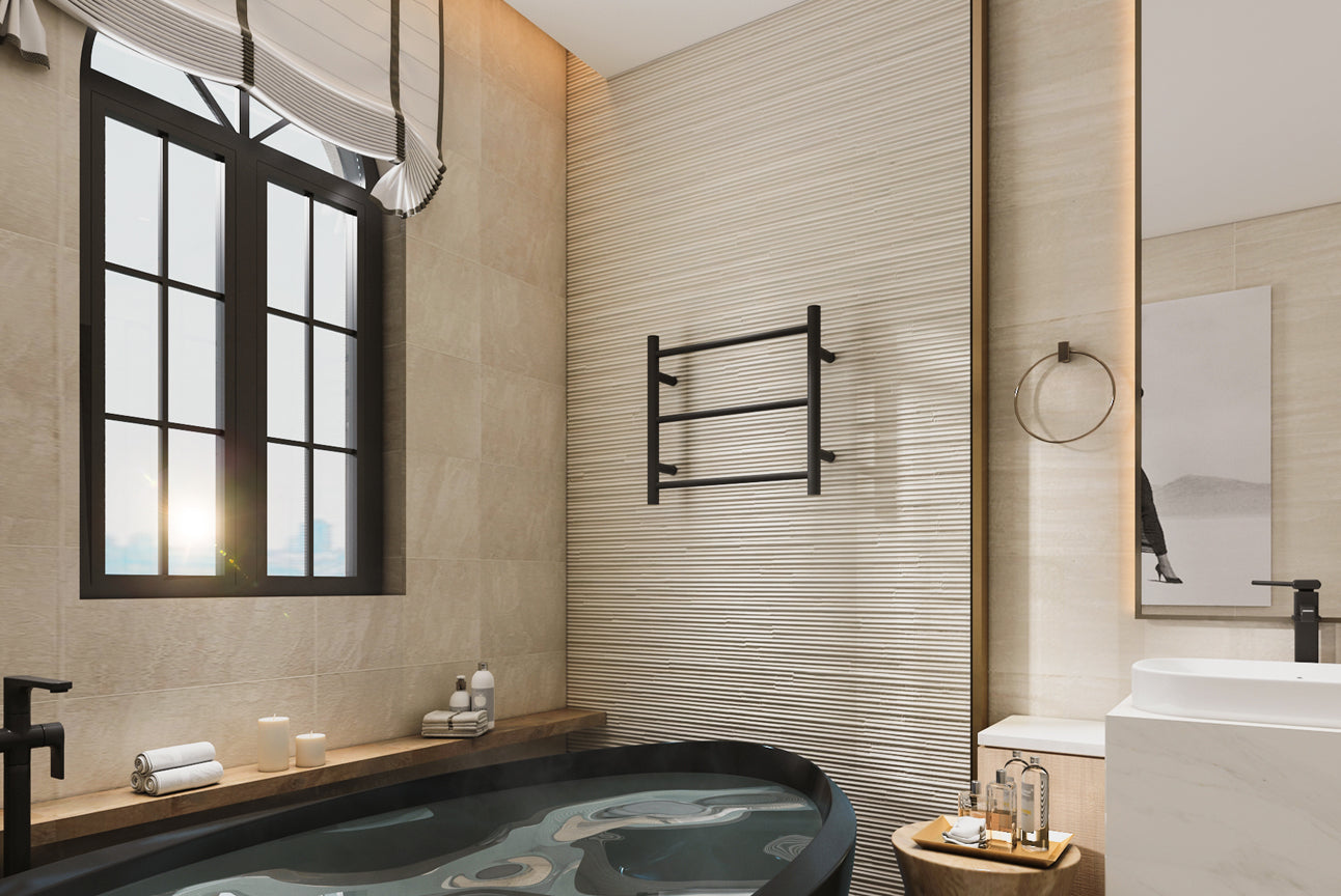 LINSOL AVID 3 BAR HEATED TOWEL RAIL MATTE BLACK 450MM