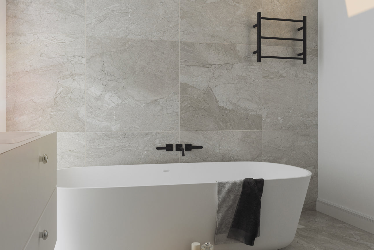 LINSOL AVID 3 BAR HEATED TOWEL RAIL MATTE BLACK 450MM