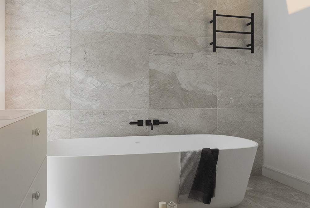 LINSOL AVID 3 BAR HEATED TOWEL RAIL MATTE BLACK 450MM