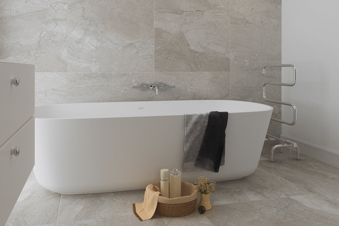 LINSOL AVID 5 BAR HEATED FREESTANDING RAIL CHROME 950MM