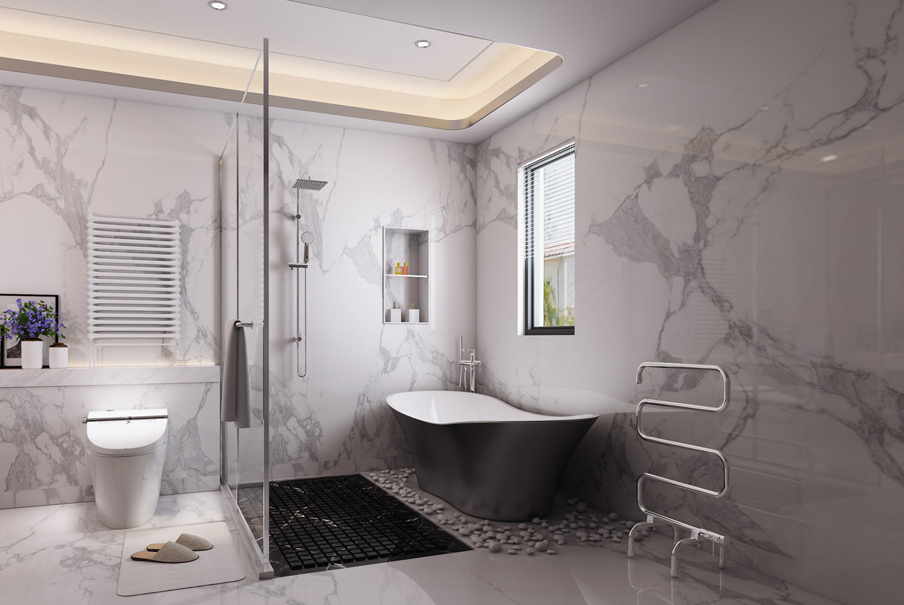 LINSOL AVID 5 BAR HEATED FREESTANDING RAIL CHROME 950MM