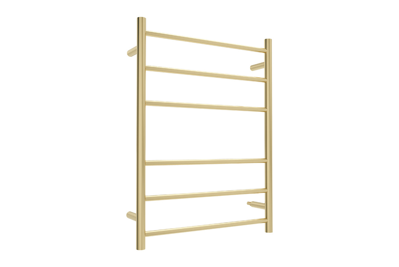 LINSOL AVID 6 BAR HEATED TOWEL RAIL BRUSHED BRASS 800MM
