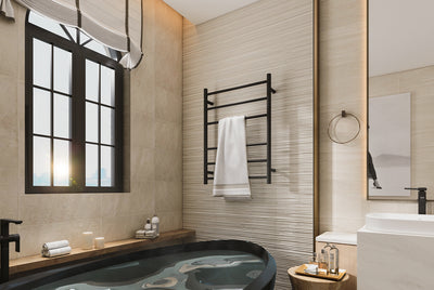 LINSOL AVID 6 BAR HEATED TOWEL RAIL MATTE BLACK 800MM