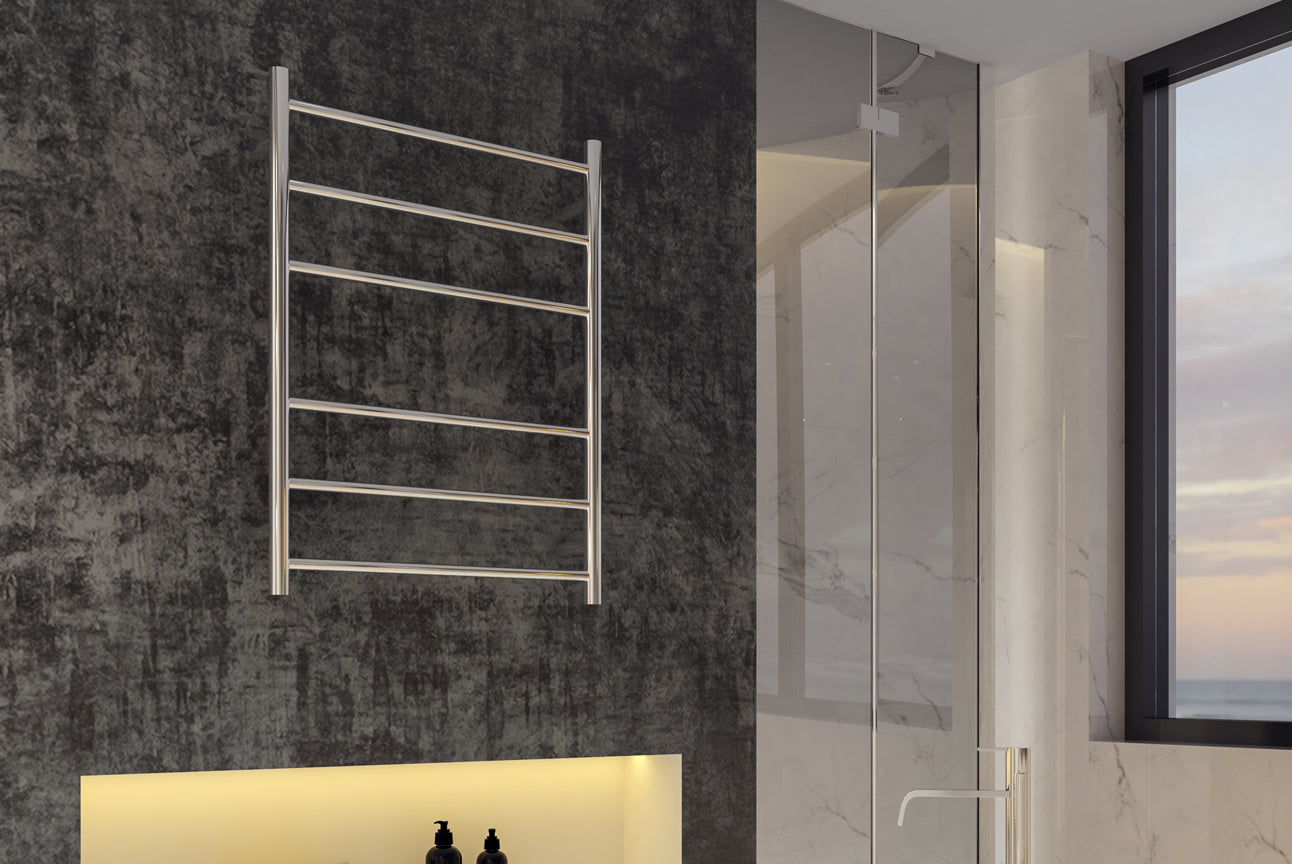 LINSOL AVID 6 BAR HEATED TOWEL RAIL CHROME 800MM