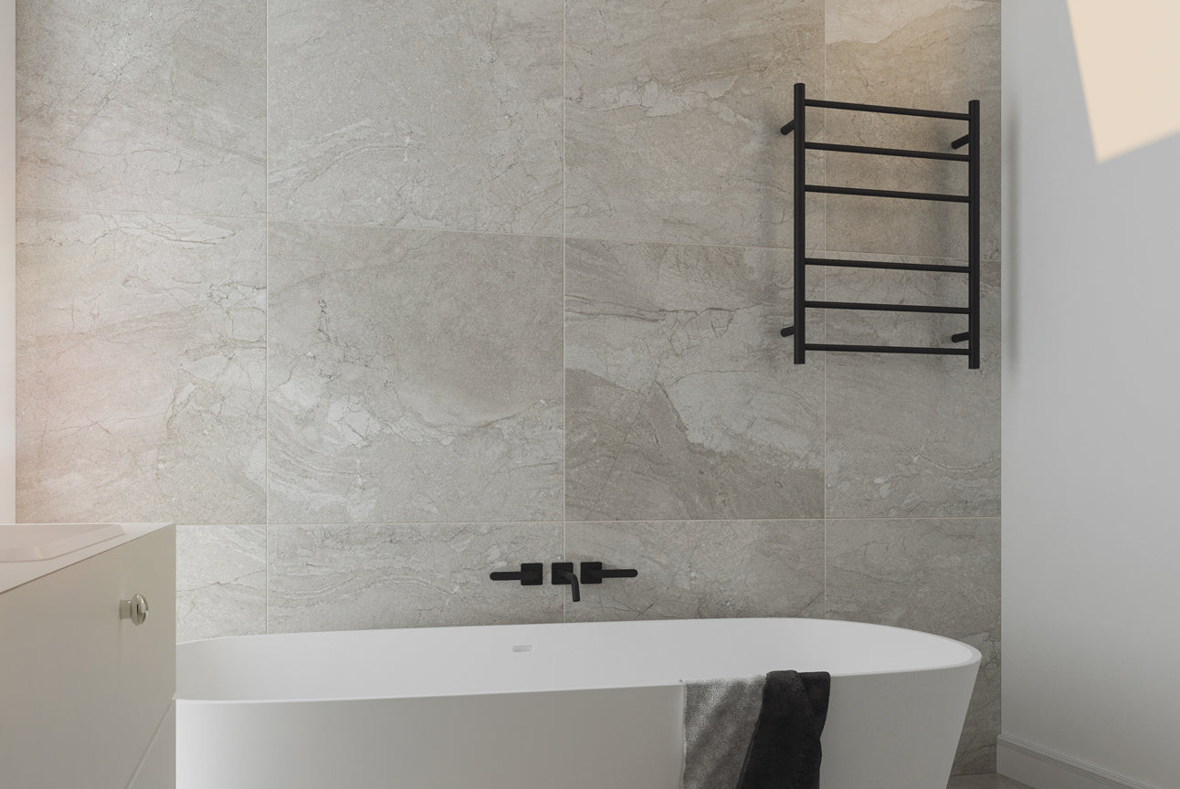 LINSOL AVID 6 BAR HEATED TOWEL RAIL MATTE BLACK 800MM